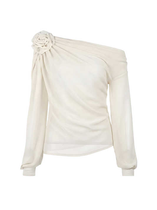 Lina–Draped Floral Top - Vessita