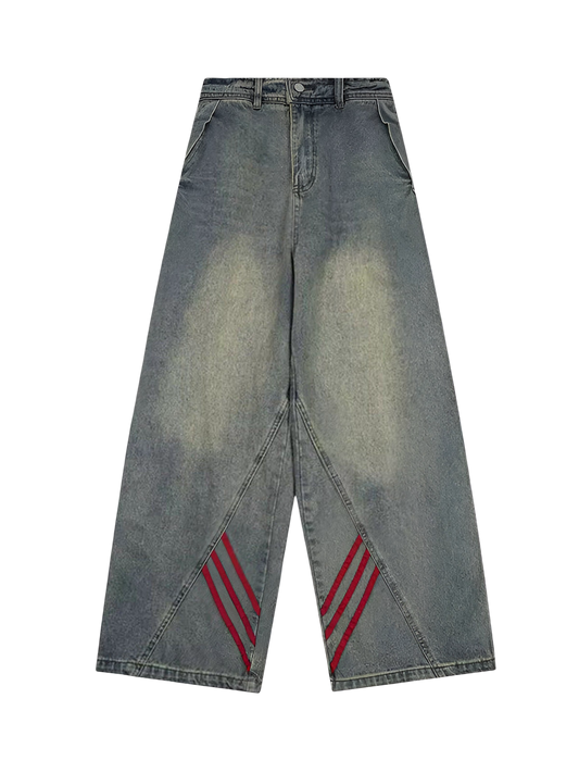 Ivy-Stripe Wide Jeans