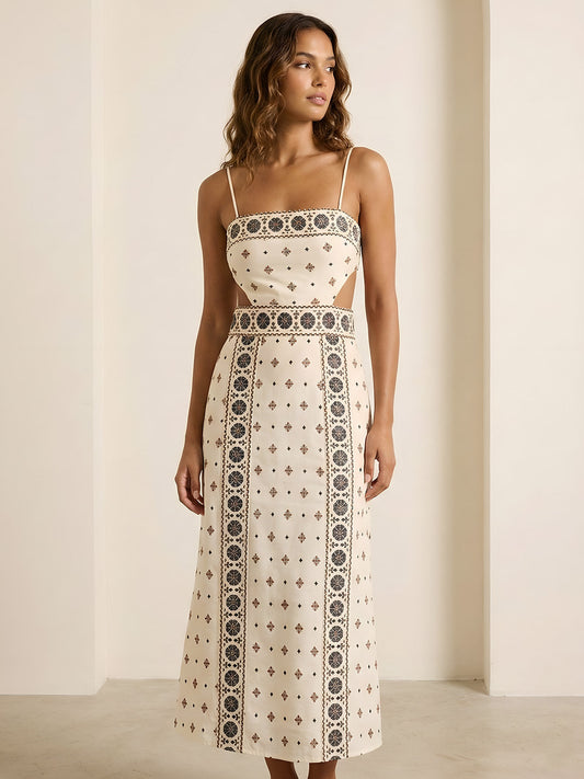 Aven-Vintage Print Dress
