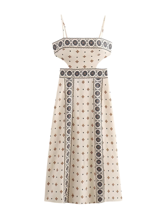 Aven-Vintage Print Dress