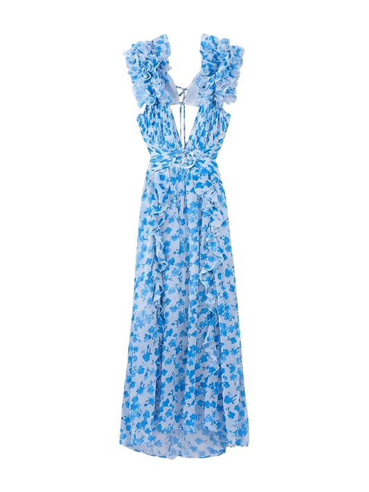 Saira–Bloom Ruffle Maxi - Vessita